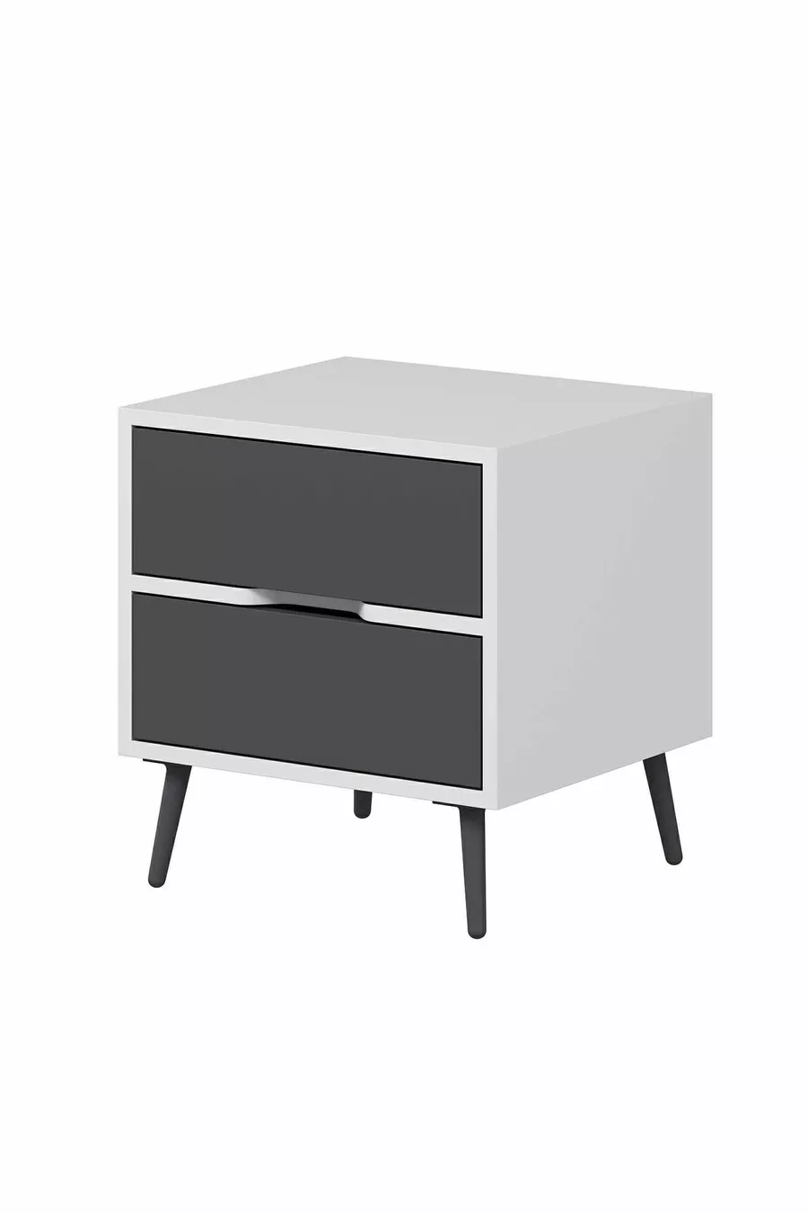 Elina Table de chevet à 2 tiroirs - Blanc/Anthracite