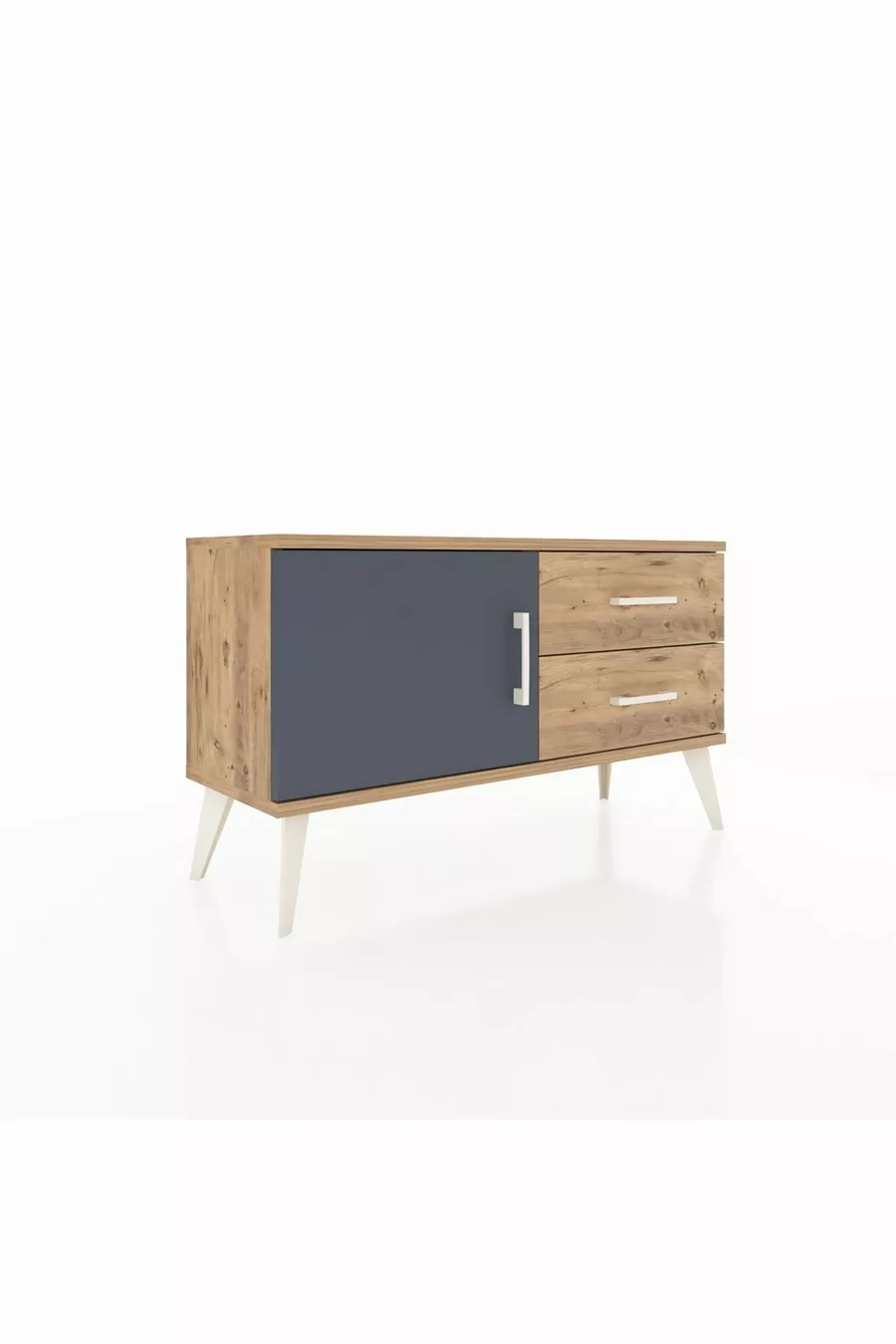 Commode Arges avec une étagère, 2 tiroirs et une porte, pin-anthracite/pin