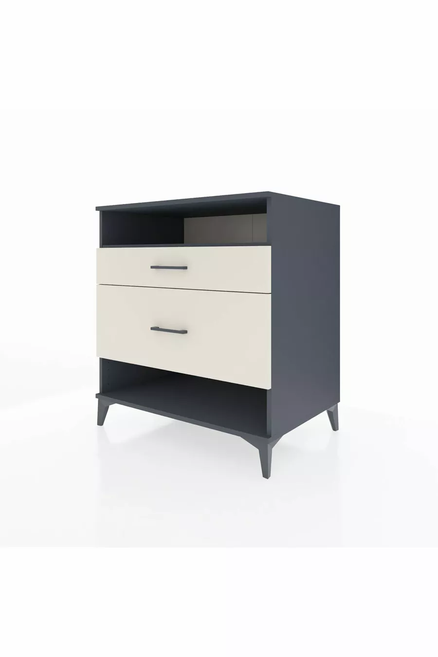 Commode Kronos à une étagère et 2 tiroirs Anthracite-Pierre de Lune