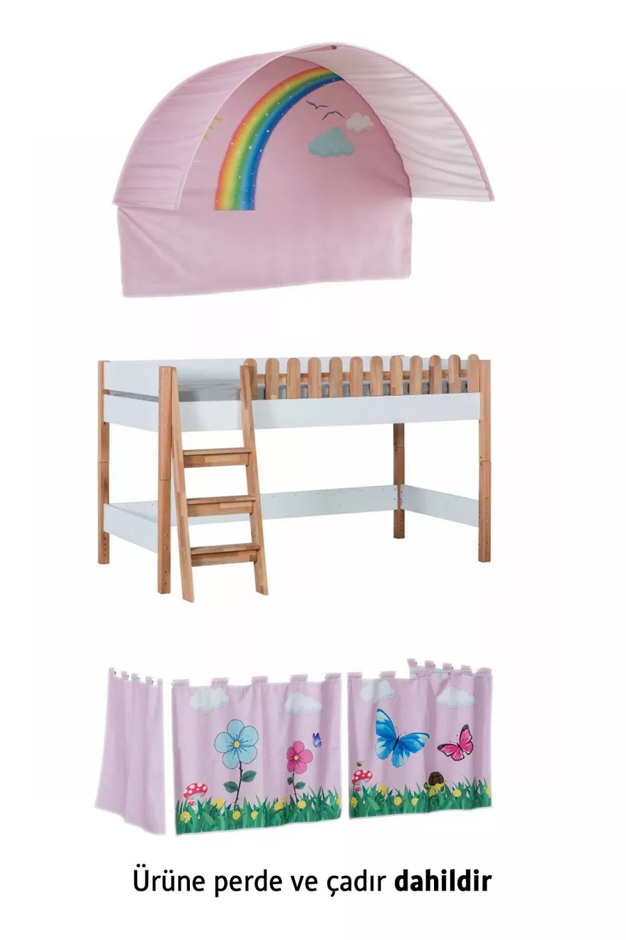 Maison Montessori en bois My House Lit Cabane X Rose