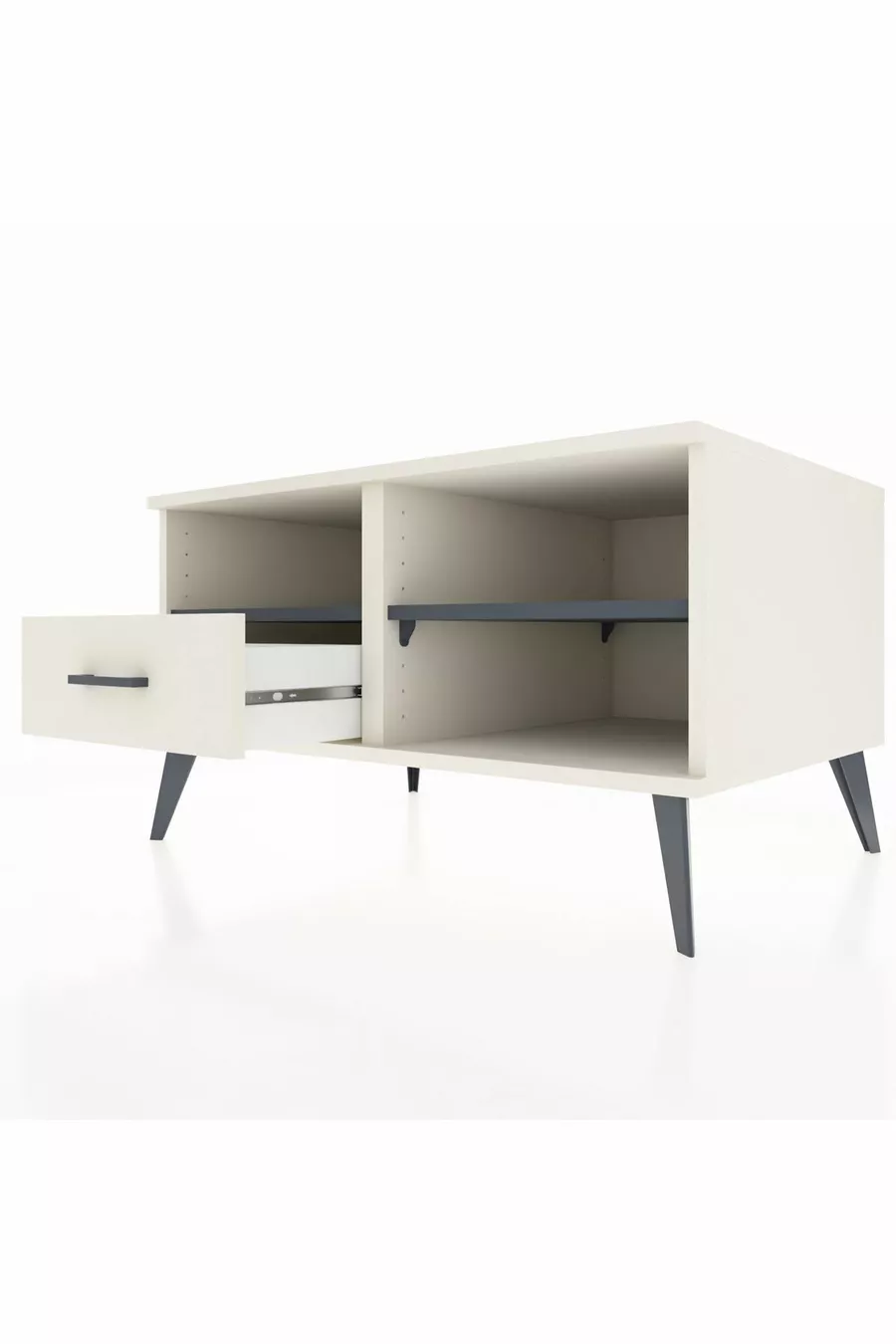 Commode Kronos 2 étagères 1 tiroir Pierre de lune-Anthracite/Pierre de lune