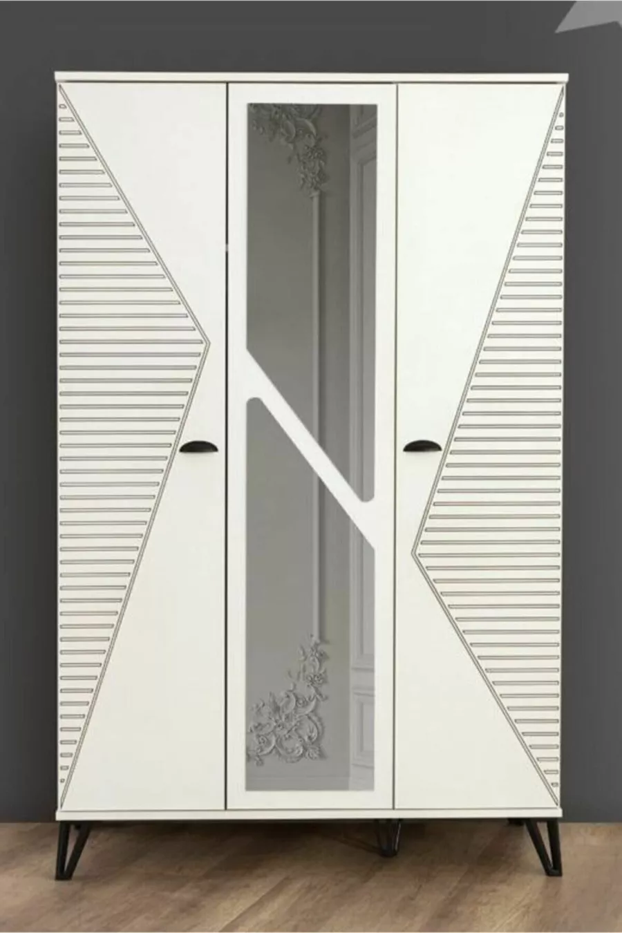 غرفة نوم شبابية صَفِير - خزانة بثلاثة أبواب، سرير، طاولة جانبية، كومودينو، مكتب