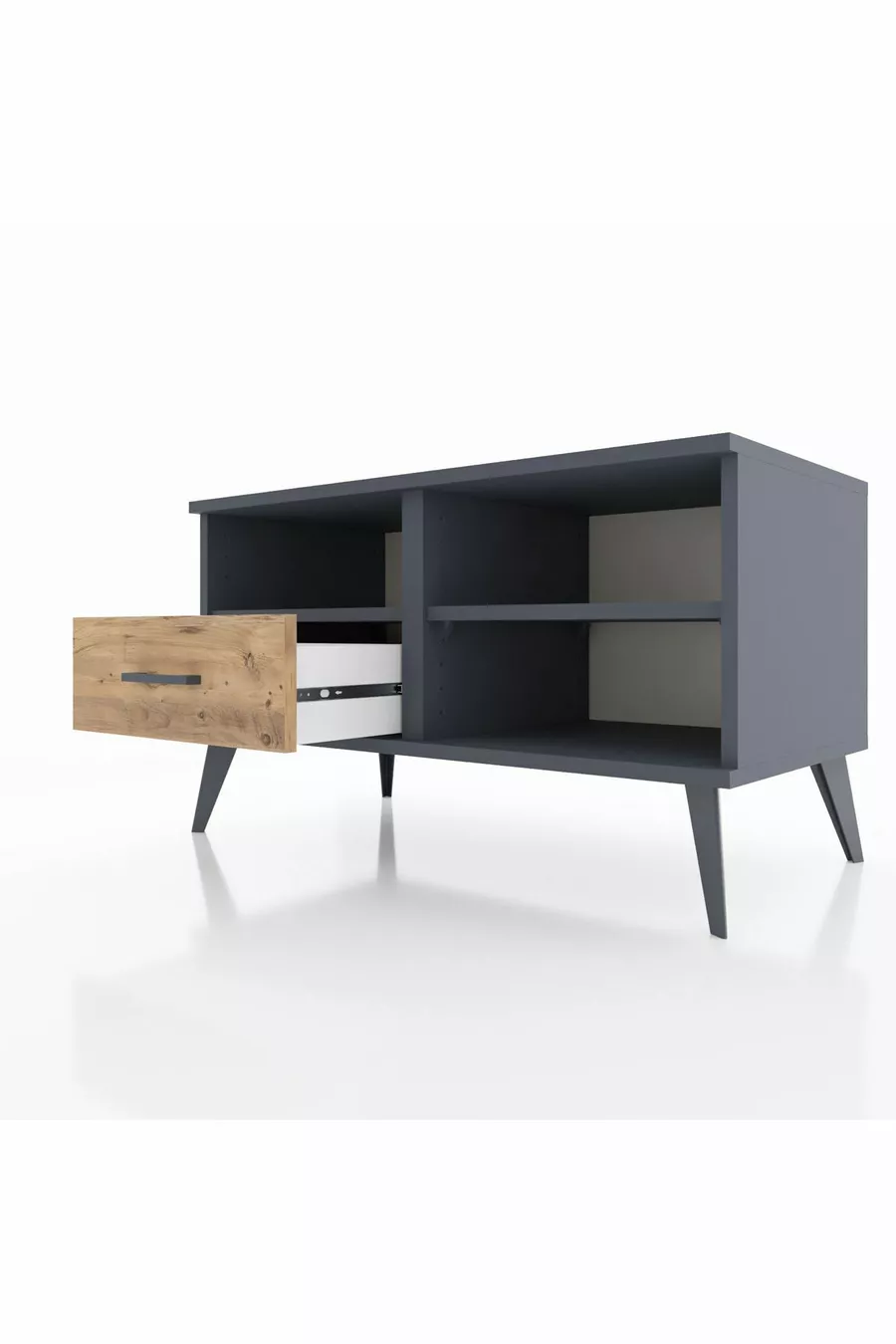 Hyperion Dresser 2-Shelf Single Drawer Anthracite-Anthracite/Pine