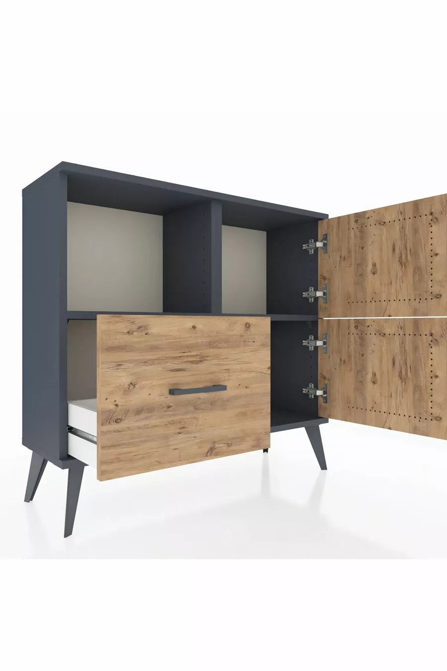 Arges Dresser 2 Shelves Single Drawer 2 Doors Anthracite-Pine