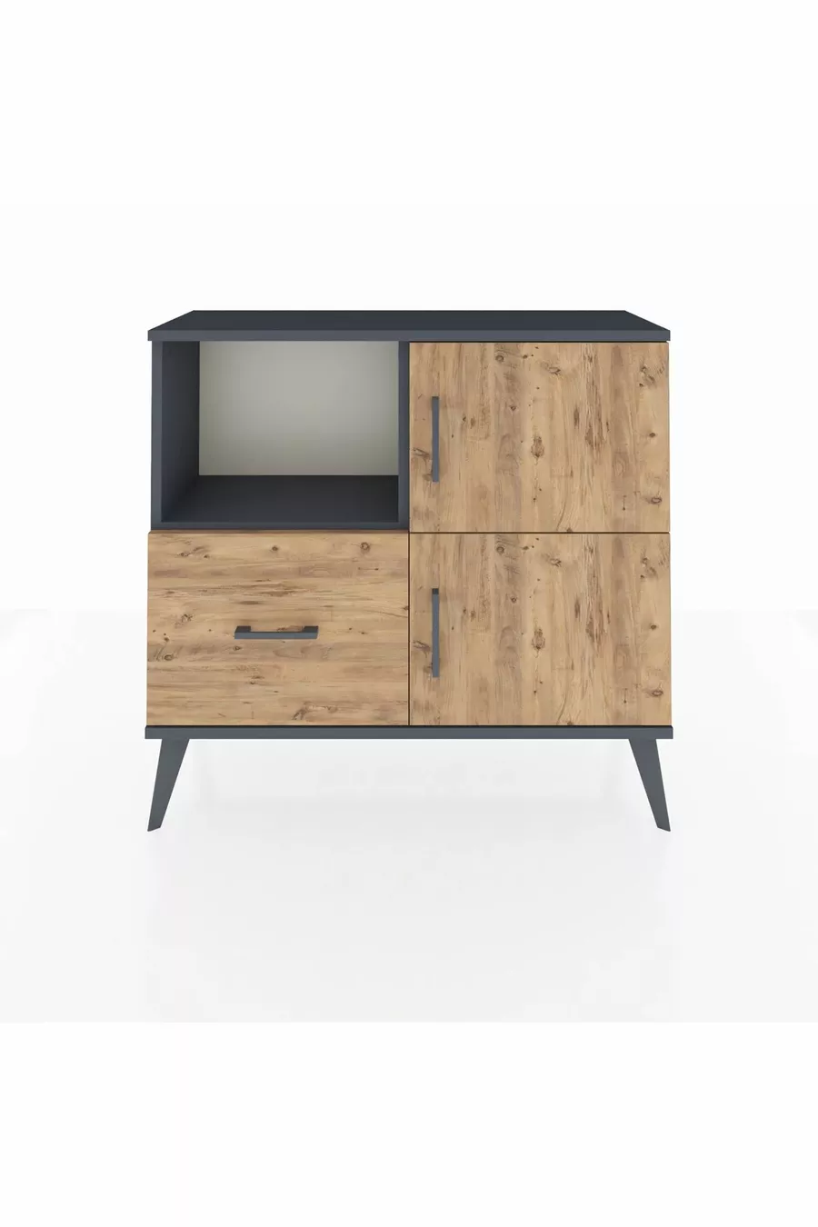 Arges Dresser 2 Shelves Single Drawer 2 Doors Anthracite-Pine