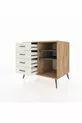 Commode Kronos 2 étagères 4 tiroirs Pin-Anthracite / Pierre de Lune