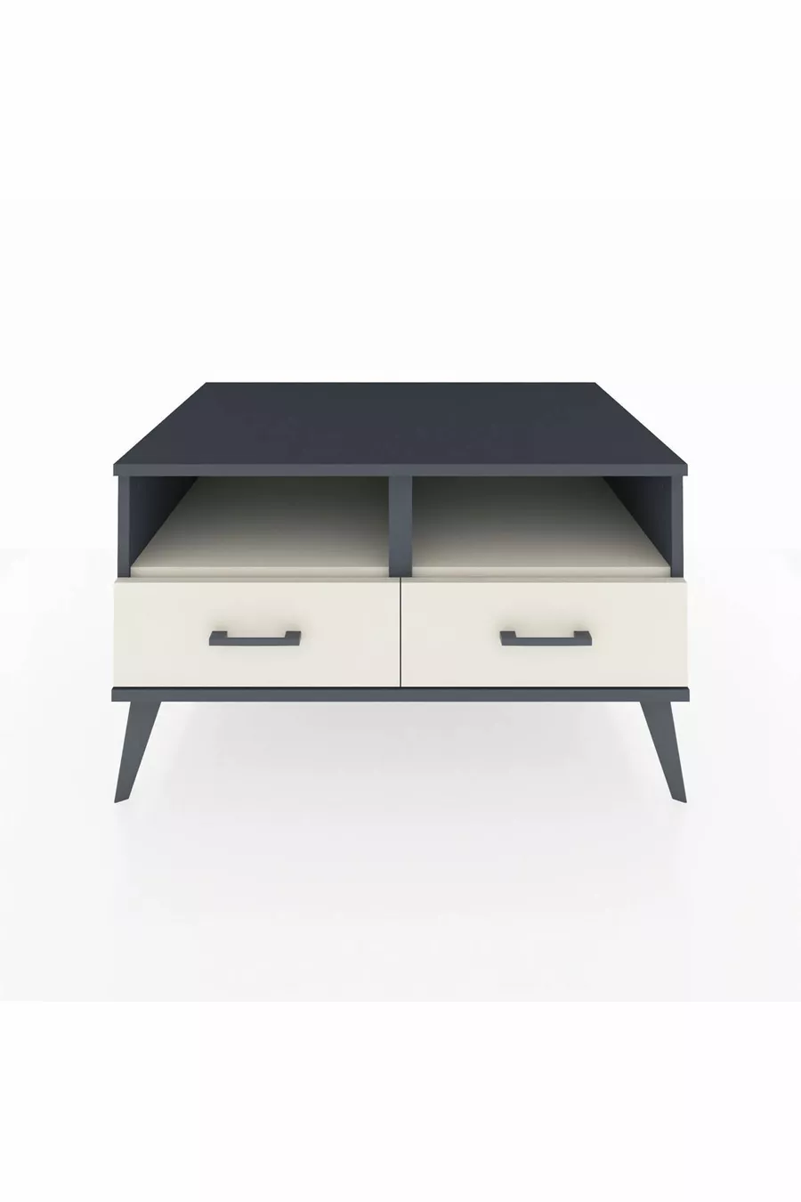Commode Kronos à 2 étagères et 2 tiroirs Anthracite-Pierre de lune