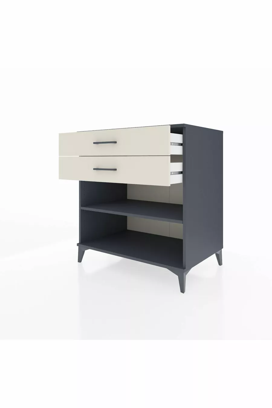 Commode Kronos à une étagère et 2 tiroirs Anthracite-Pierre de Lune