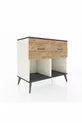 Commode Hyperion 2 tiroirs Pierre de lune-Anthracite/Pin