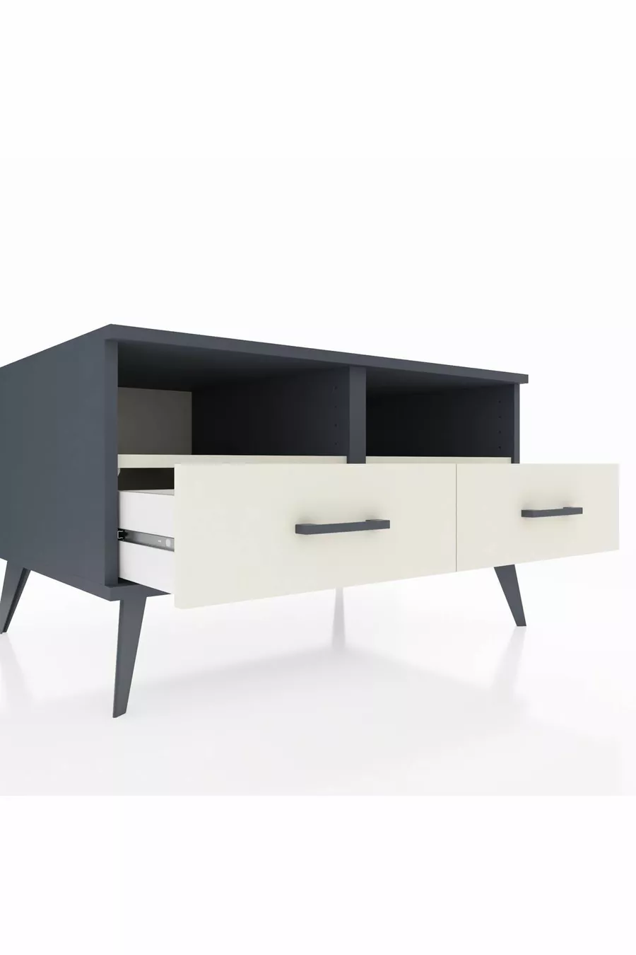 Commode Kronos à 2 étagères et 2 tiroirs Anthracite-Pierre de lune