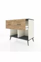Commode Hyperion 2 tiroirs Pierre de lune-Anthracite/Pin