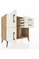Commode Hyperion à une étagère, 2 tiroirs, 2 portes, pin-jaspe