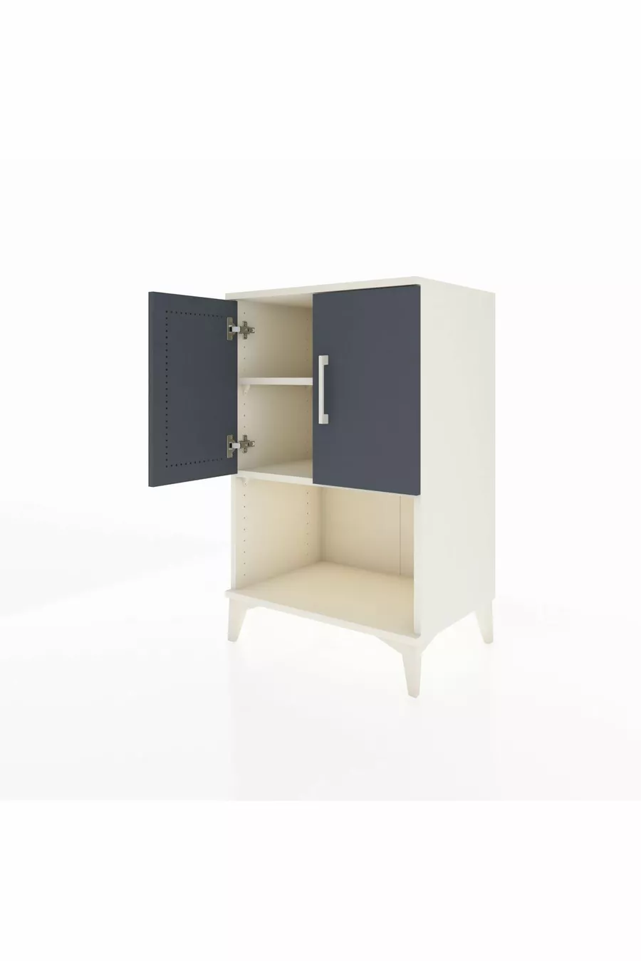 Commode Hyperion 2 étagères 2 portes Pierre de lune-Anthracite