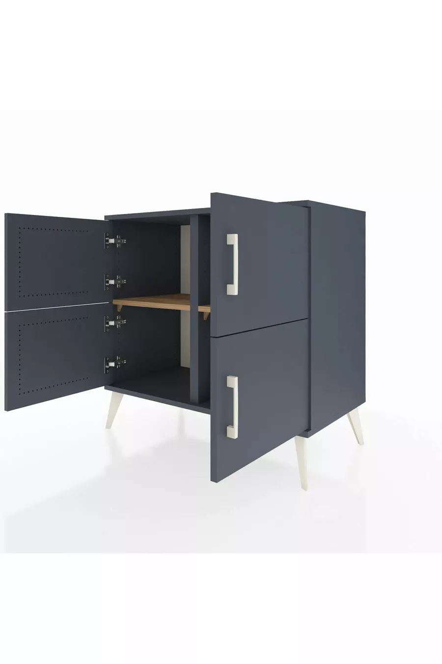 Commode Hyperion 2 étagères 4 portes Anthracite-Anthracite/Sapin