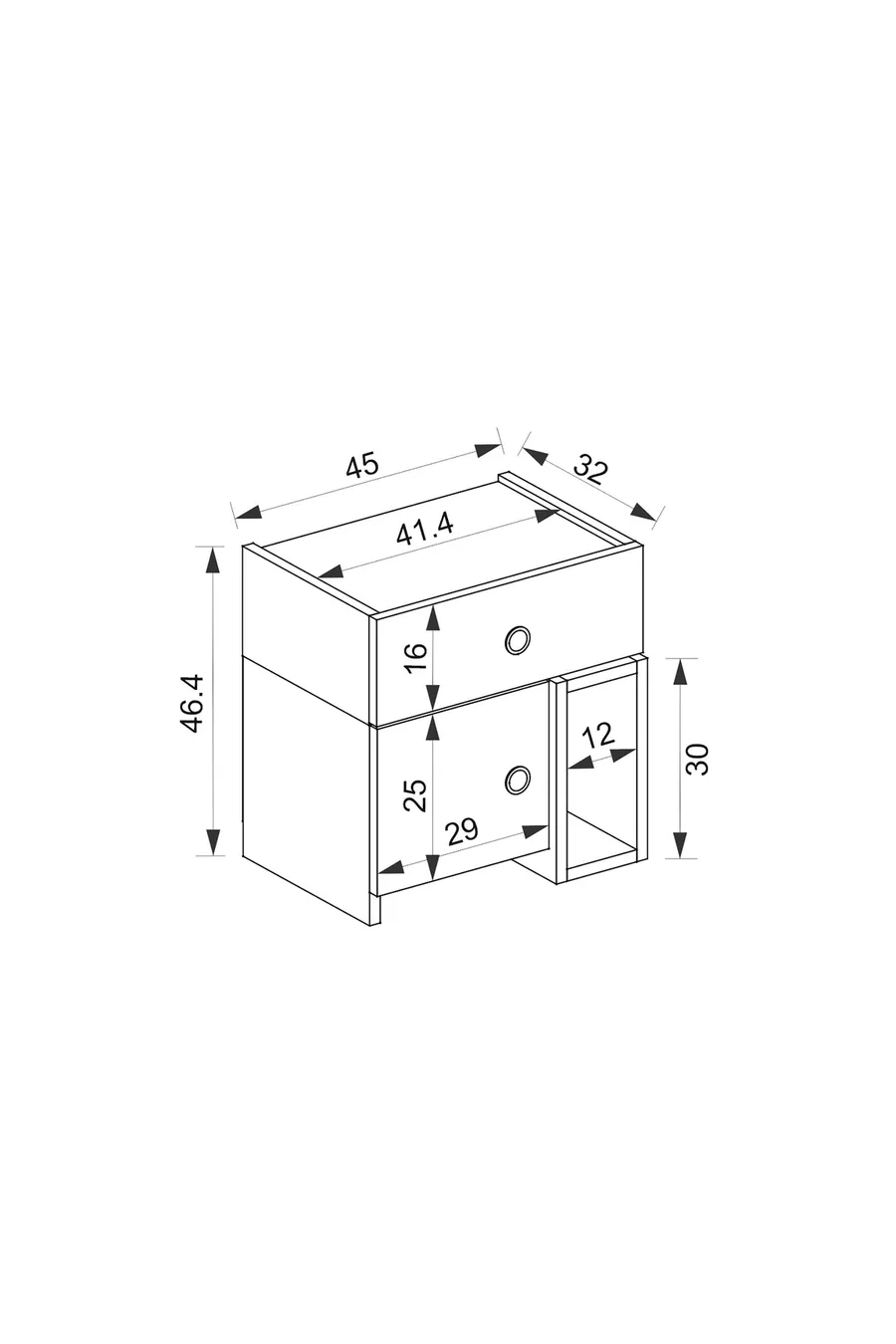 Table de chevet MoBiga Rondo avec armoire et tiroirs