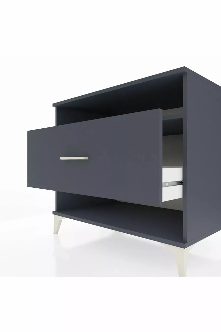 Commode Kronos à une étagère et un tiroir Anthracite-Anthracite