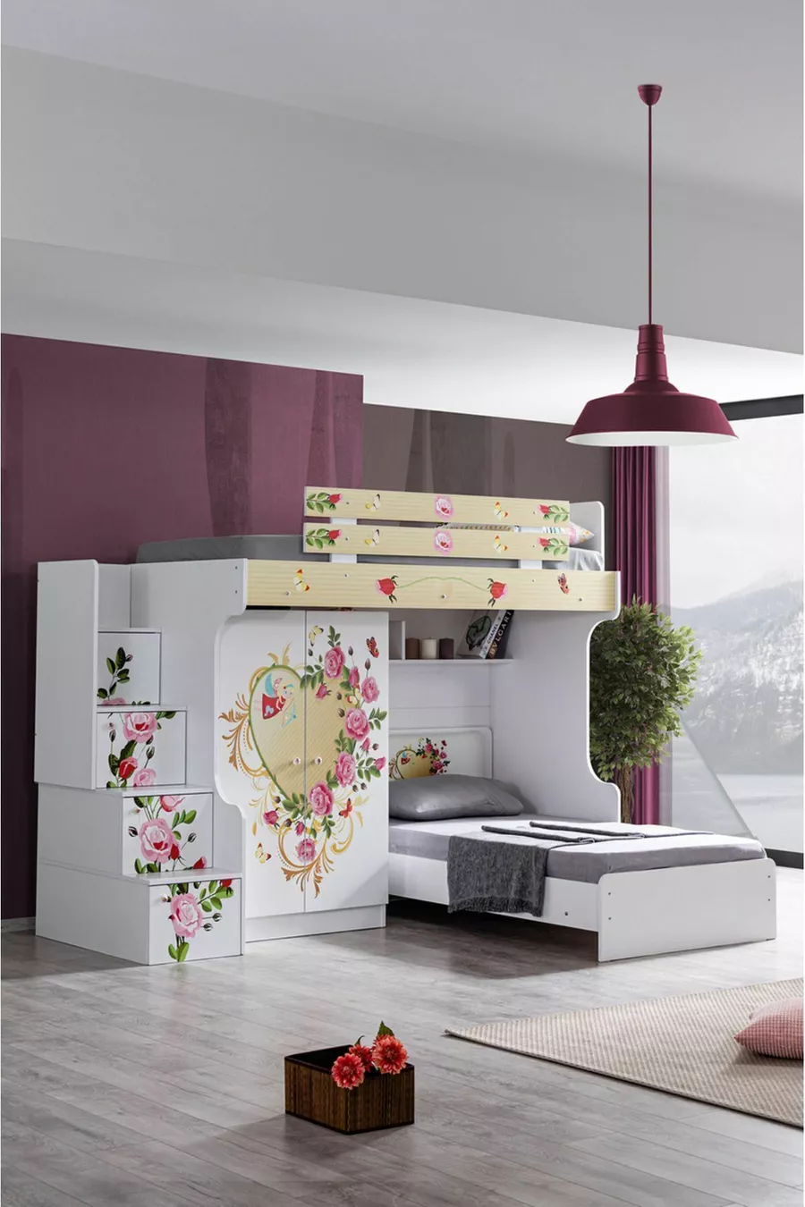 Lit superposé, Mira Lit superposé Armoire 2 Matelas Comfort