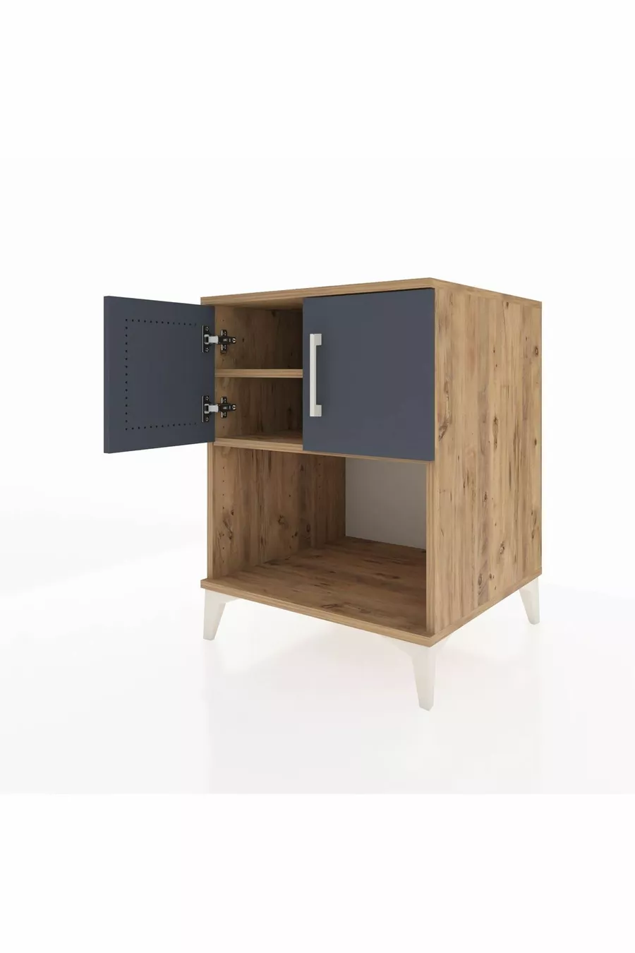 Kronos Nightstand with 2 Shelves and 2 Doors Pine-Anthracite