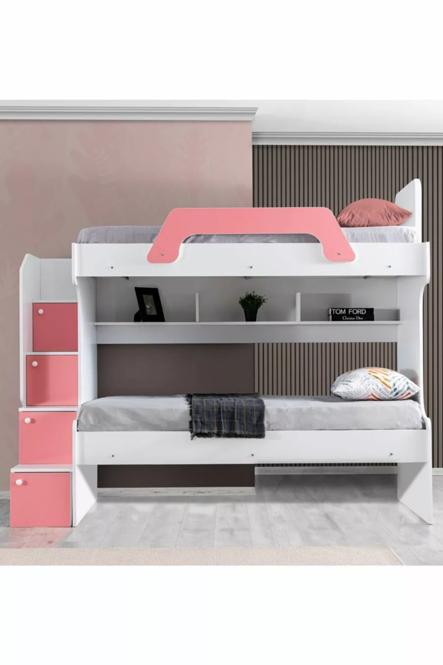 Stapelbed, Inci 2-persoons Stapelbed - Roze 2 Comfort Matrassen
