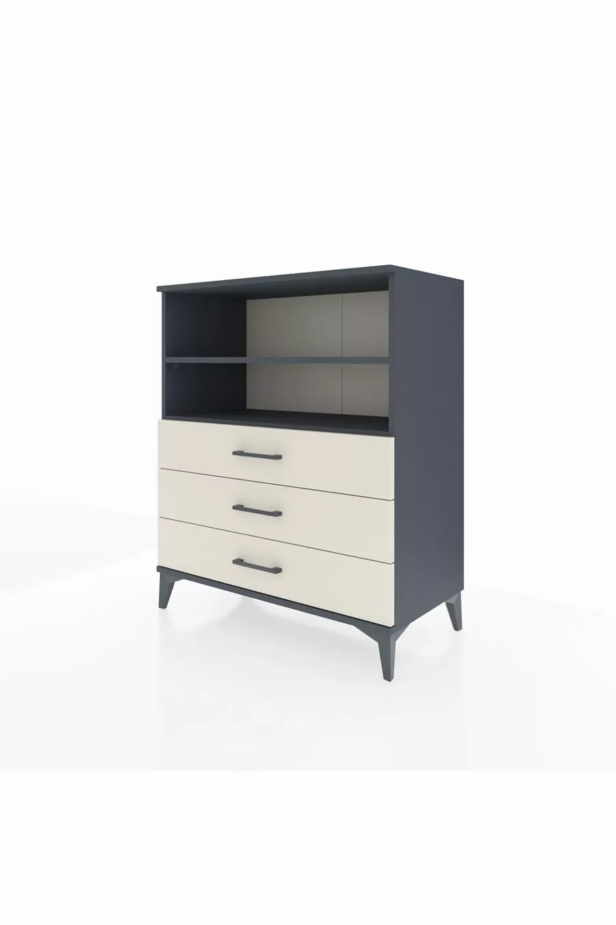 Commode Hyperion 2 étagères 3 tiroirs Anthracite-Pierre de Lune
