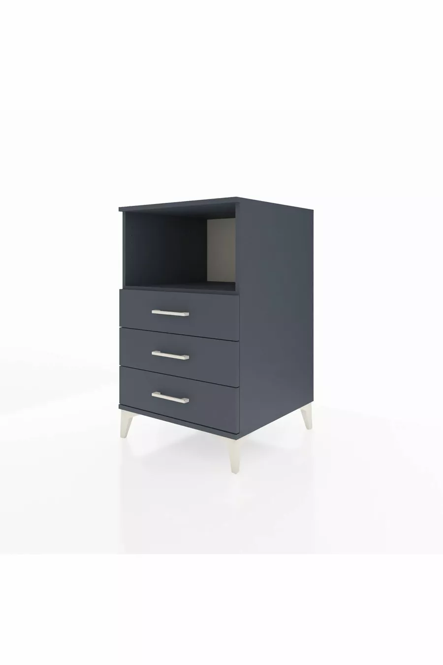 Comodino Kronos con Singolo Ripiano e 3 Cassetti Antracite-Antracite