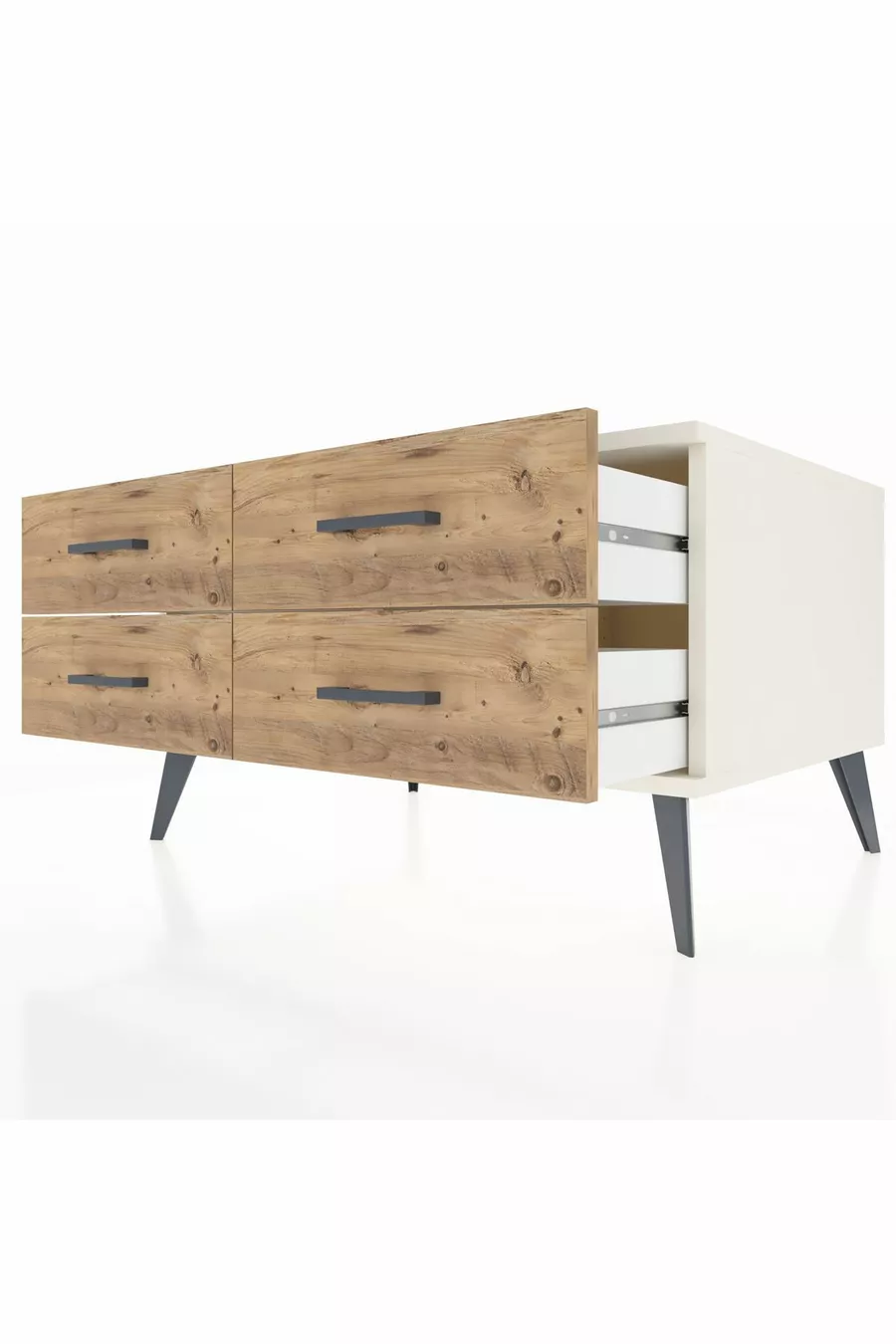 Kronos Dresser 4-Shelf Moonstone-Moonstone/Pine
