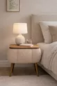 Lina Sandıklı Nightstand, Modern Nightstand with Teddy Fabric Upholstery and Wooden Legs