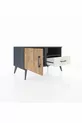 Commode Hyperion avec 2 étagères, 1 tiroir et 1 porte, Anthracite-Sapin/Pierre de lune