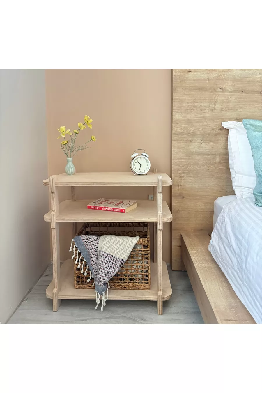 Ligna Flow Duo Nightstand with Multi-Purpose Pass-Through Shelf