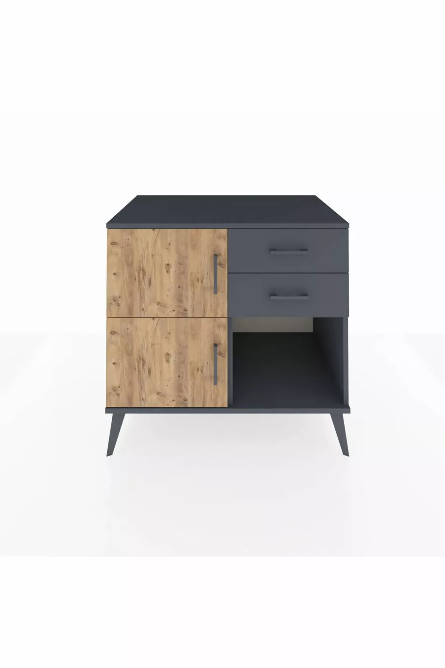 Kronos Kast Enkel Plank 2 Lade 2 Deuren Antraciet-dennen/Antraciet