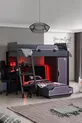 Chambre de joueur avec lit superposé, lits mezzanine Gamer avec LED, bureau et armoire