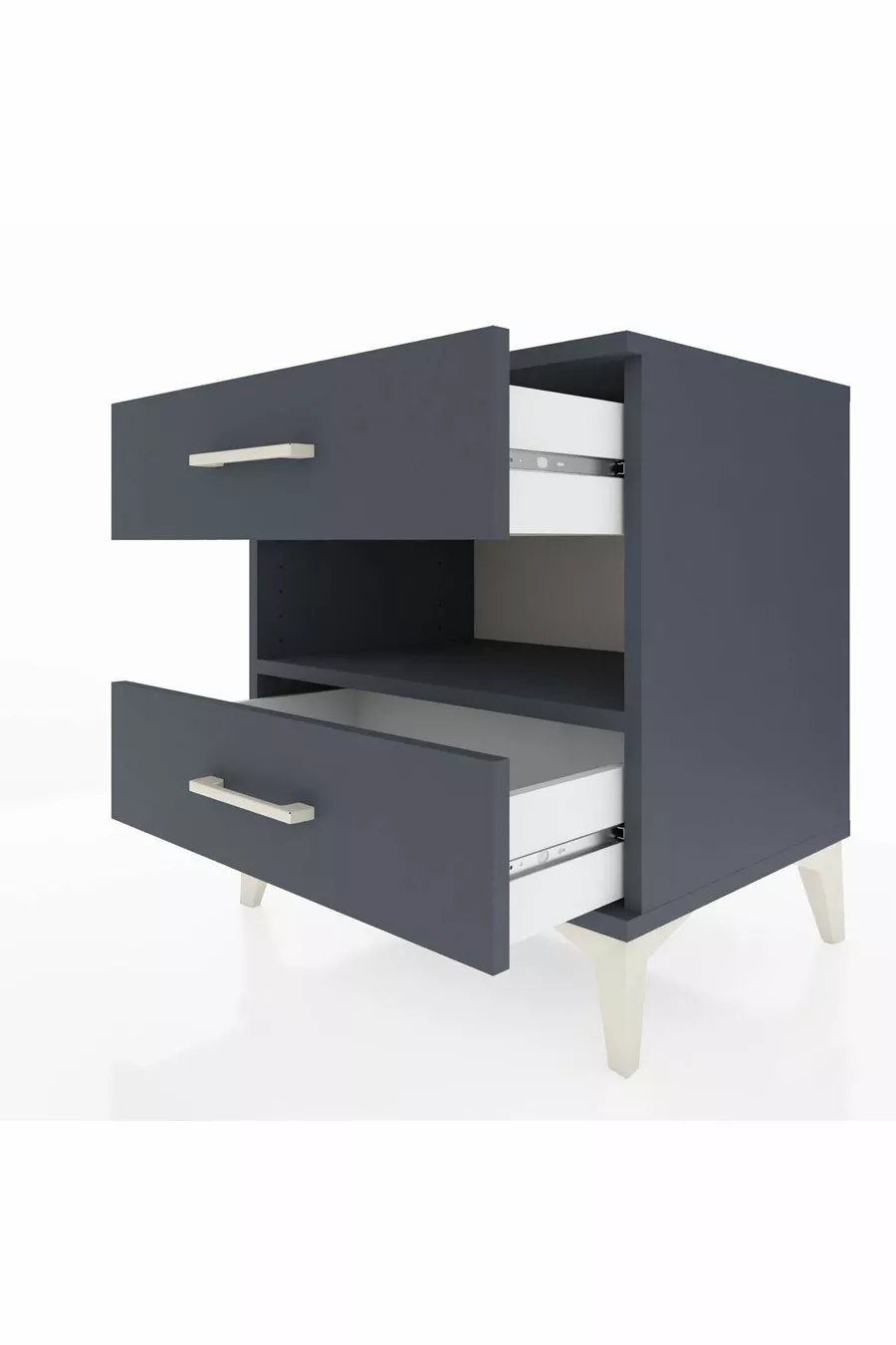 Hyperion Nightstand with Single Shelf and 2 Drawers Anthracite-Anthracite