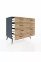 Commode Hyperion 8 tiroirs Anthracite-Anthracite/Sapin