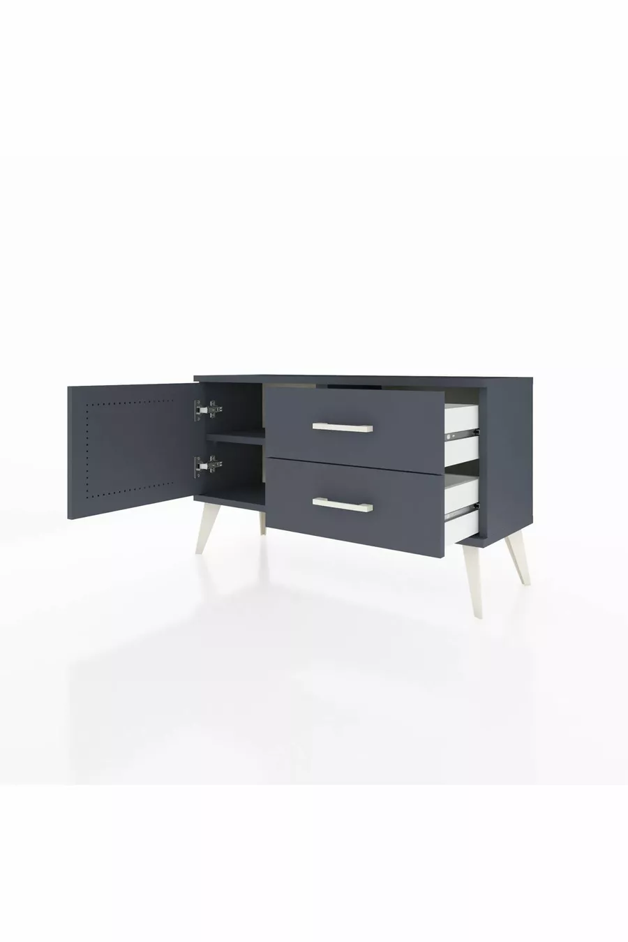 Commode Arges avec une seule étagère, 2 tiroirs et une porte, Anthracite-Anthracite