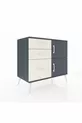 Hyperion Dresser Single Shelf 3 Drawers 2 Doors Anthracite-Anthracite/Snowy White
