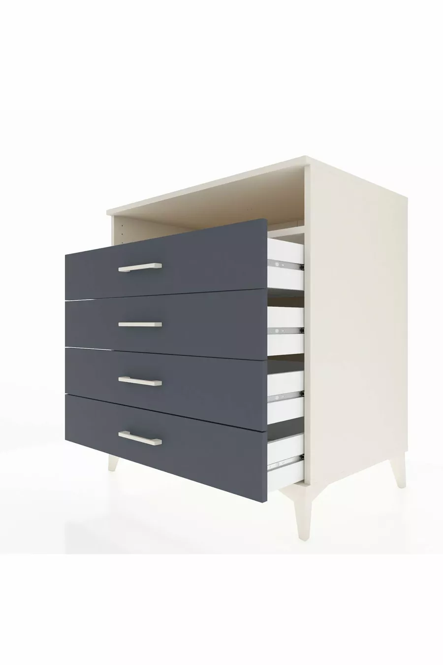Commode Kronos à une étagère et 4 tiroirs, Pierre de lune-Anthracite
