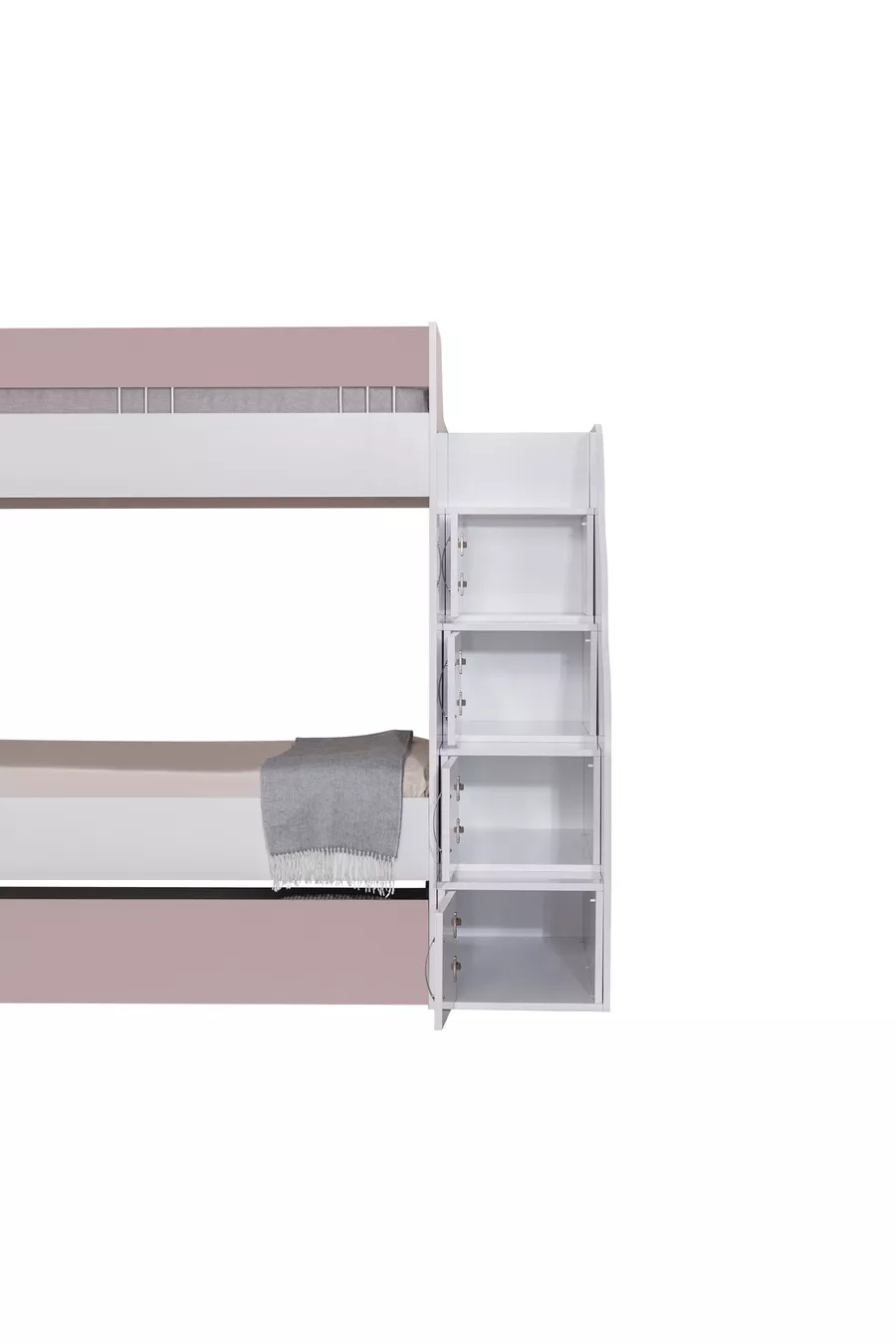 LETTO A CASTELLO, LETTO A CASTELLO BIANCO-ROSA CON CUCCIOLI