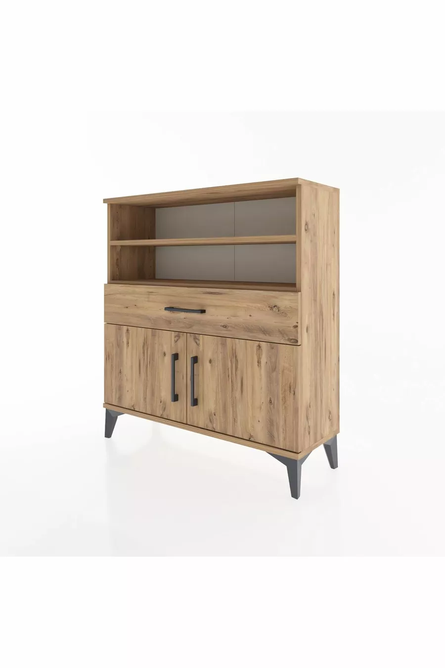 Commode Arges 3 étagères, 1 tiroir, 2 portes, pin-pin