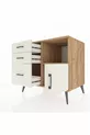 Commode Kronos avec une étagère, 3 tiroirs et une porte, pin-pierre de lave