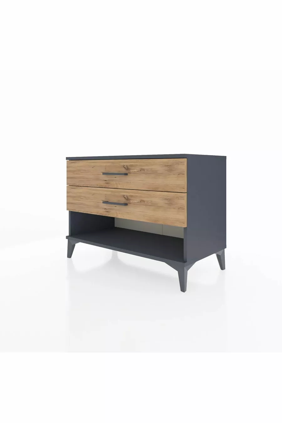 Commode Hyperion 2 tiroirs Anthracite-Sapin