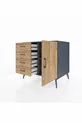 Kronos Commode avec une étagère, 4 tiroirs et une porte, Anthracite-Pin