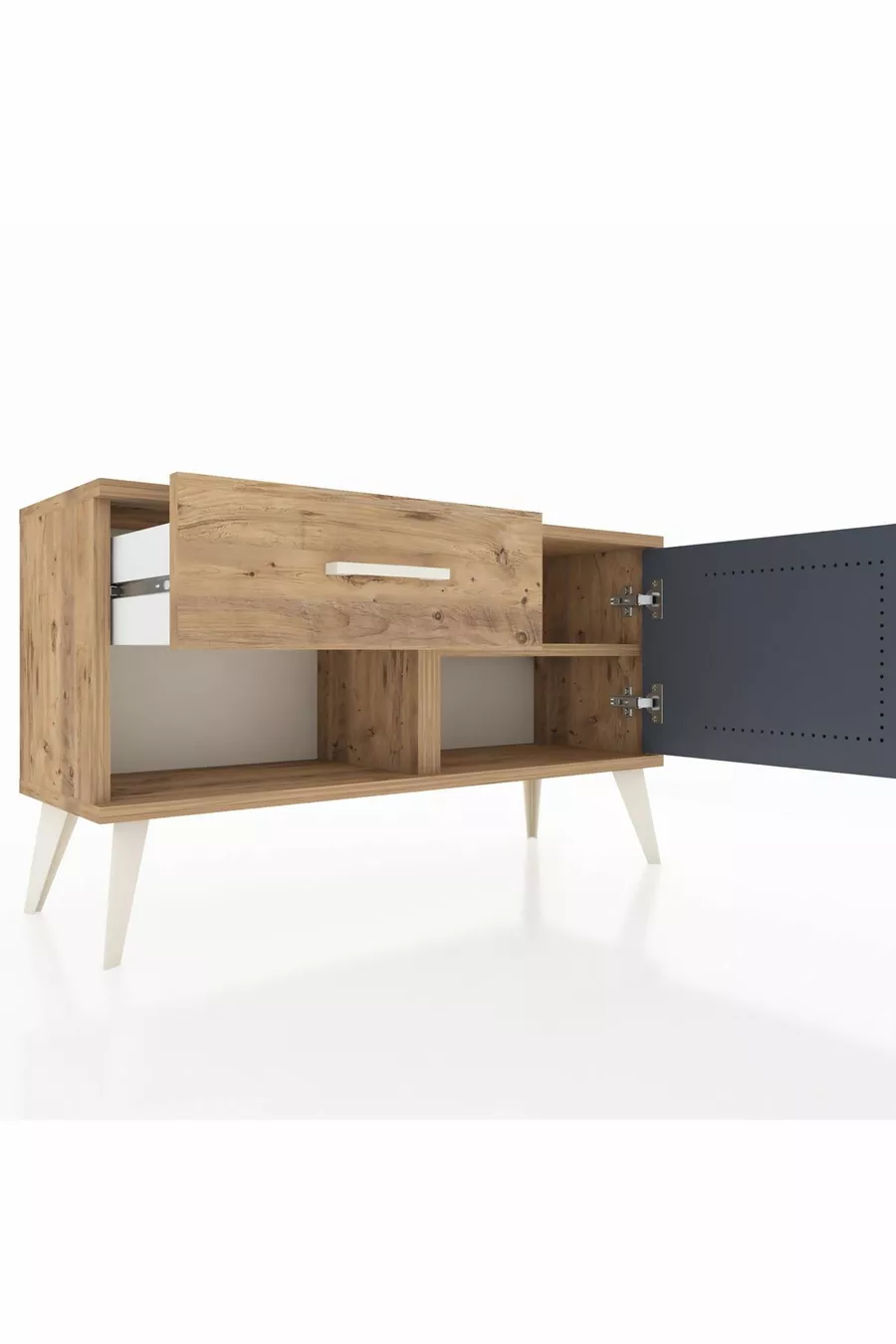 Arges Dressoir Met Eén Plank, Eén Lade En Eén Deur, Den/Merbau-Antraciet