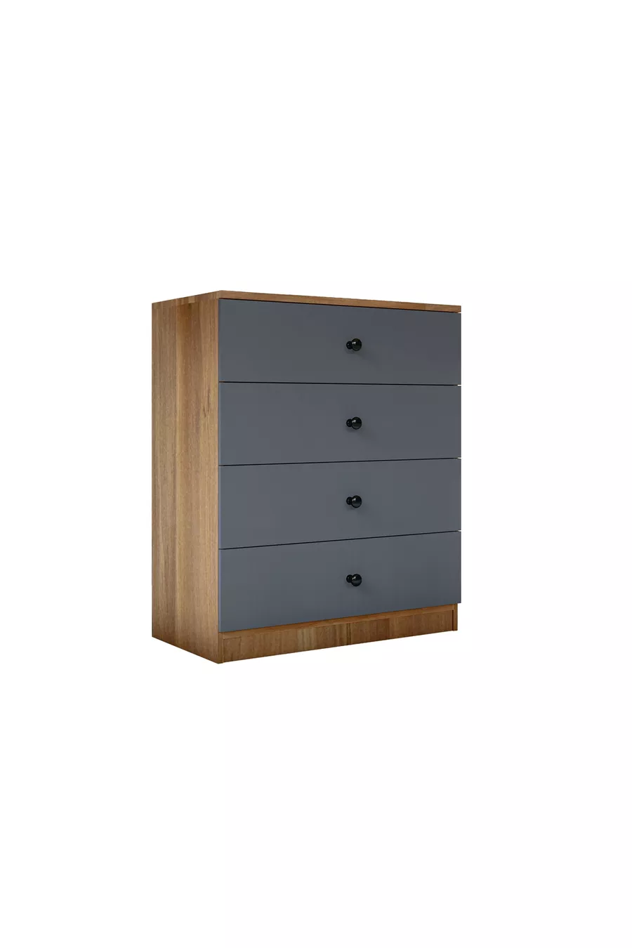 ALMINA KOMMODE, 4 SCHUBLADEN, GRAUE WALNUSS