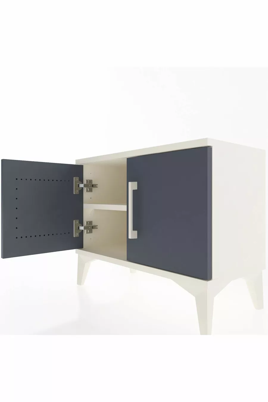 Table de chevet Arges à une étagère et deux portes, Pierre de lune-Anthracite
