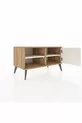 Commode Hyperion à 2 étagères avec porte unique en pin et travertin