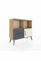 Commode Arges avec 2 étagères, 1 tiroir et 1 porte, en pin-pierre d'âme/antracite