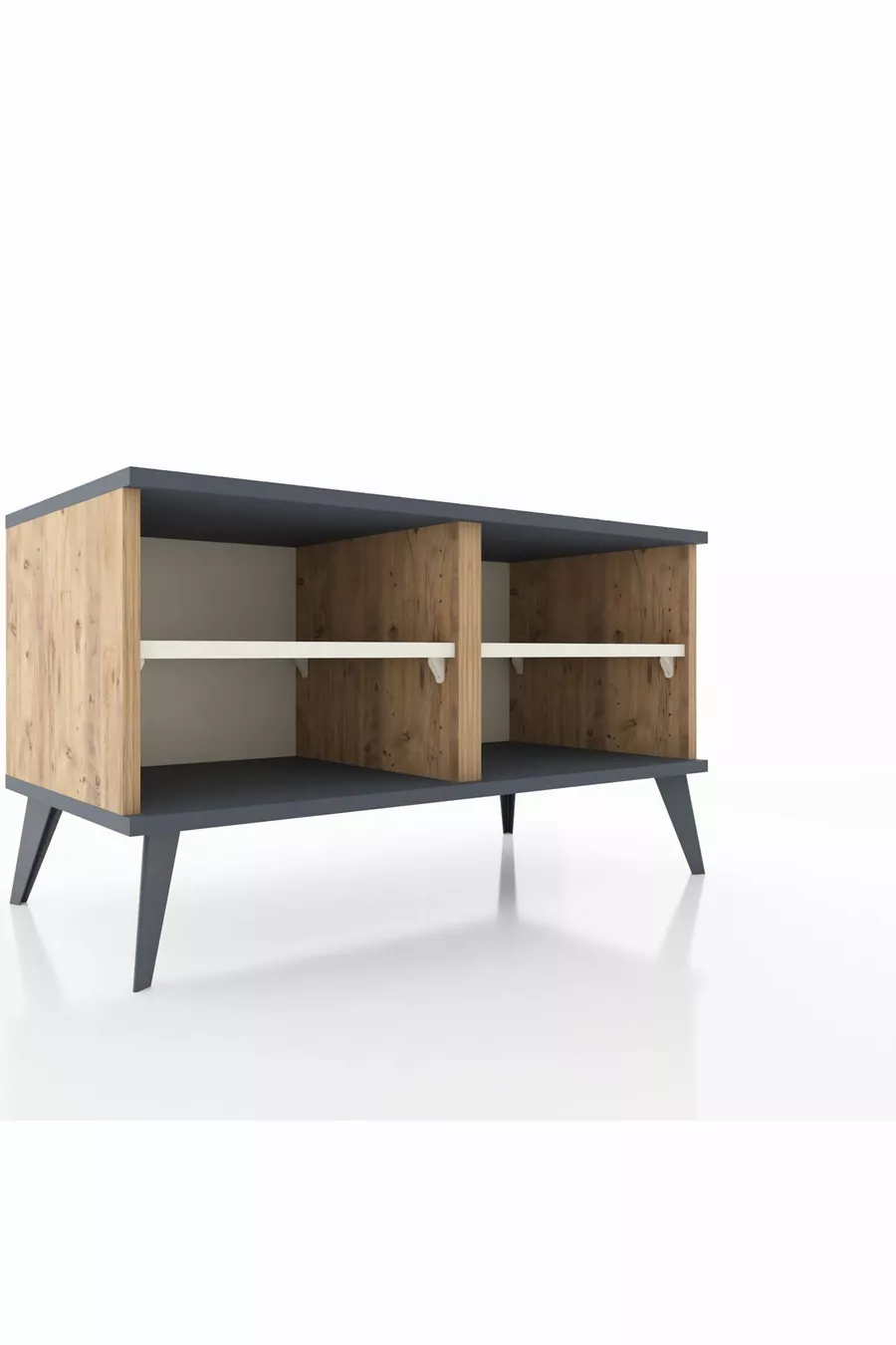 Commode Hyperion 2 étagères Pin-Anthracite/Gris Pierre