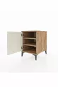 Table de chevet Kronos à 2 étagères avec 1 porte, pin-pierre d'onyx