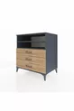 Commode Kronos à 2 étagères et 3 tiroirs Anthracite-Pin