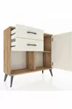 Commode Arges à une étagère, 2 tiroirs et une porte, pin et pierre de l'ay